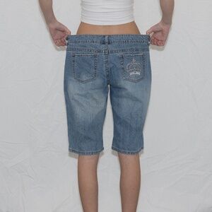 Y2k Denim bermuda shorts w/ crown embroidery size 15 no boundaries cotton